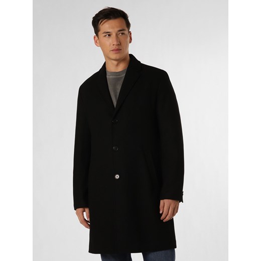 HUGO Płaszcz z dodatkiem kaszmiru Mężczyźni czarny jednolity ze sklepu vangraaf w kategorii Płaszcze męskie - zdjęcie 165631046