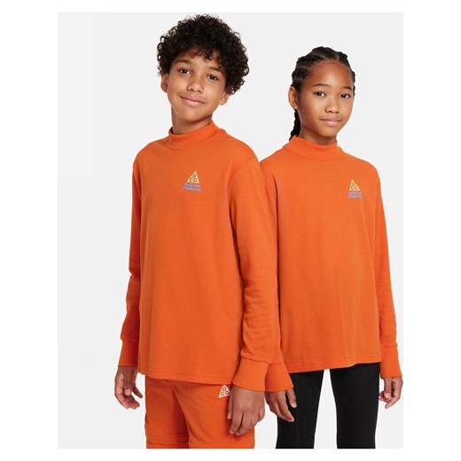 Luźna koszulka z długim rękawem dla dużych dzieci z tkaniny waflowej Nike ACG - Pomarańczowy ze sklepu Nike poland w kategorii T-shirty chłopięce - zdjęcie 165632746