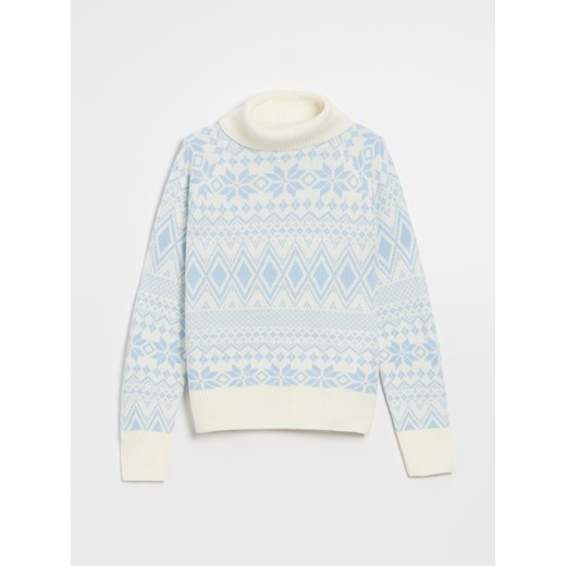 Żakardowy sweter z golfem błękitny House L House