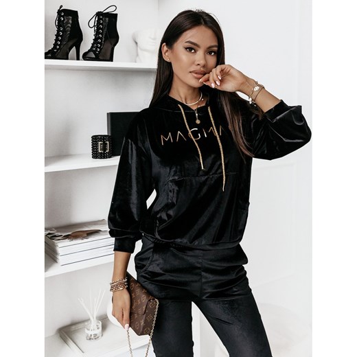 Welurowy dres spodnie + bluza GOLDIE - czarny Magmac one size okazja magmac.pl