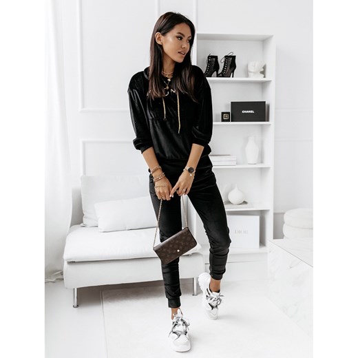 Welurowy dres spodnie + bluza GOLDIE - czarny Magmac one size wyprzedaż magmac.pl