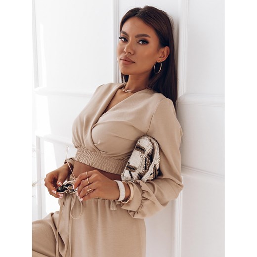 Komplet crop top ze spodniami - MONACO - beżowy Magmac one size magmac.pl