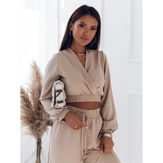 Komplet crop top ze spodniami - MONACO - beżowy Magmac one size magmac.pl