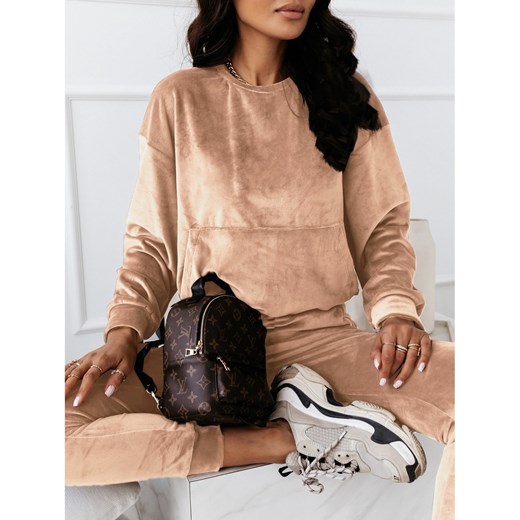 Welurowy dres bluza+spodnie - MAVELLO - jasny beżowy Magmac one size magmac.pl promocja