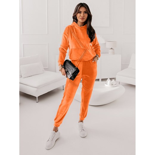 Welurowy komplet dresowy bluza + spodnie TUTE - orange ze sklepu magmac.pl w kategorii Dresy damskie - zdjęcie 165654058