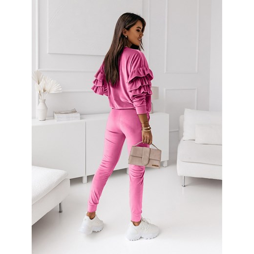 Welurowy dres z falbanami na rękawach FILO - fuksja Magmac s/m okazyjna cena magmac.pl