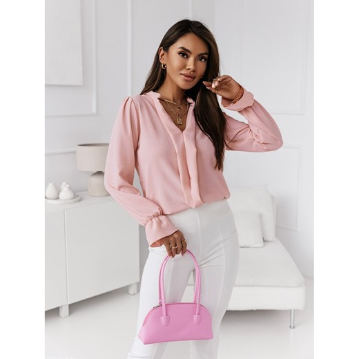 Elegancka bluzka z zakładkami - ELONA - pudrowy róż Magmac one size magmac.pl