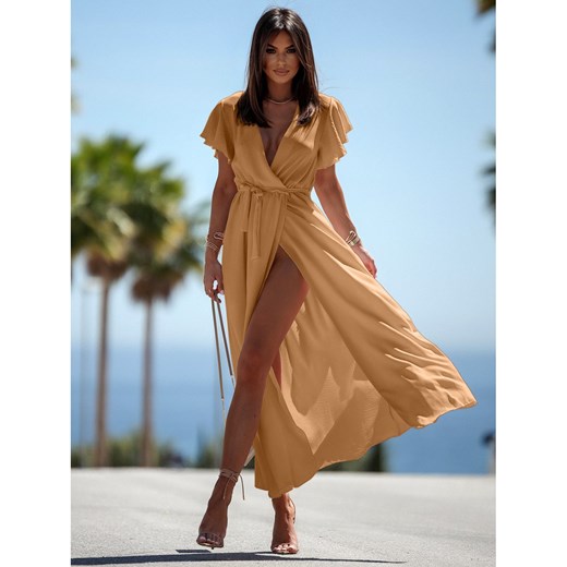 Elegancka sukienka maxi CAROLINE - beżowa Magmac one size wyprzedaż magmac.pl