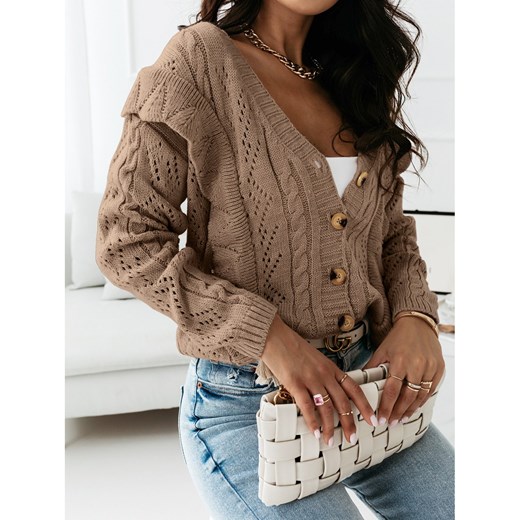 Sweter kardigan z guzikami - DERBY - beżowy Magmac one size magmac.pl