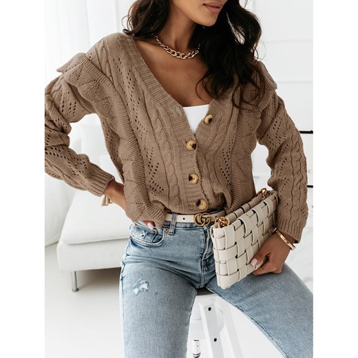 Sweter kardigan z guzikami - DERBY - beżowy Magmac one size magmac.pl