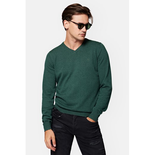 Sweter Zielony z Bawełną w Serek Lenny ze sklepu Lancerto S.A. w kategorii Swetry męskie - zdjęcie 165664015