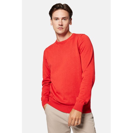 Sweter Czerwony z Bawełną Gładki Morey ze sklepu Lancerto S.A. w kategorii Swetry męskie - zdjęcie 165664018