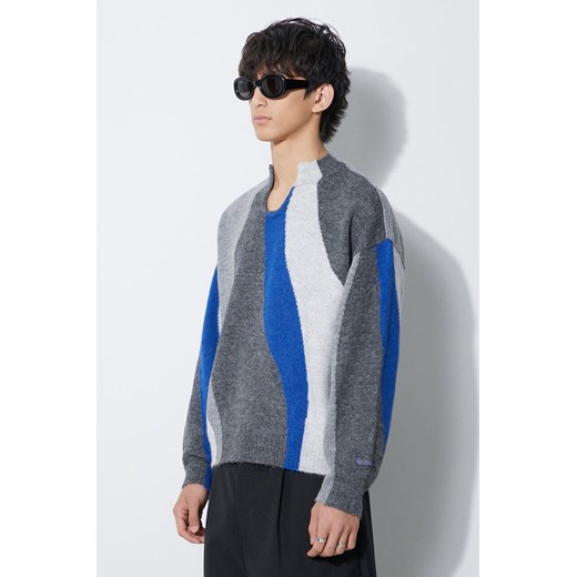 Ader Error sweter z domieszką wełny Batia Knit męski kolor szary z półgolfem BMADFWKT0301 ze sklepu PRM w kategorii Swetry męskie - zdjęcie 165669305