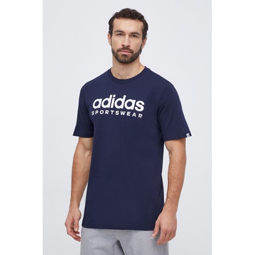 adidas t-shirt bawełniany męski kolor granatowy z nadrukiem IW8834 ze sklepu ANSWEAR.com w kategorii T-shirty męskie - zdjęcie 165670268
