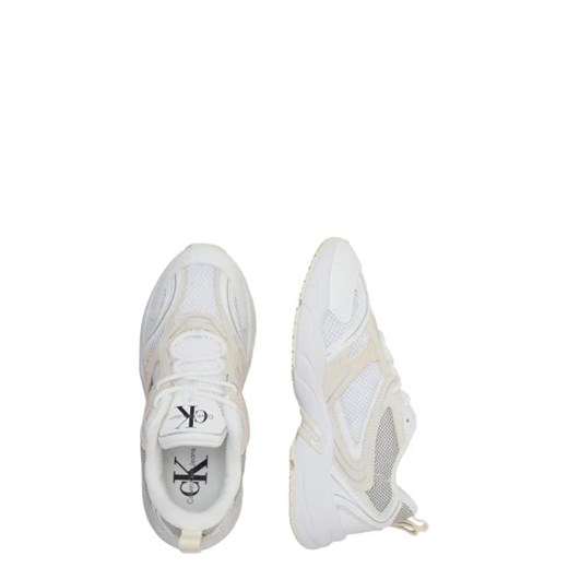 Buty sportowe damskie Calvin Klein sneakersy białe z tkaniny sznurowane na platformie 