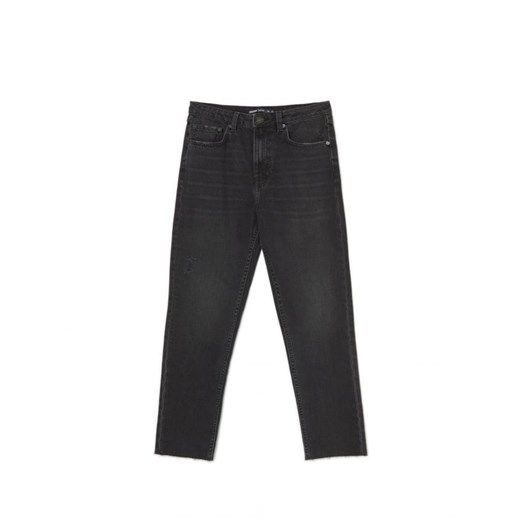 Cropp - Czarne jeansy straight cropped - czarny ze sklepu Cropp w kategorii Jeansy damskie - zdjęcie 165671099