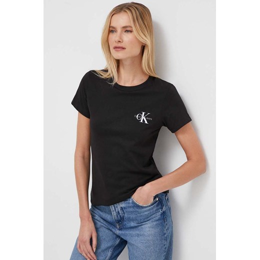 Calvin Klein Jeans t-shirt bawełniany 2-pack damski kolor różowy ze sklepu ANSWEAR.com w kategorii Bluzki damskie - zdjęcie 165675066