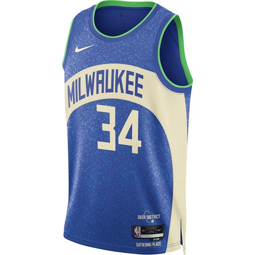 Koszulka męska Nike Dri-FIT NBA Swingman Giannis Antetokounmpo Milwaukee Bucks City Edition 2023/24 - Niebieski ze sklepu Nike poland w kategorii T-shirty męskie - zdjęcie 165677495