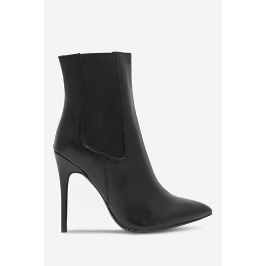 Czarne botki BADURA eleganckie bez zapięcia na szpilce 