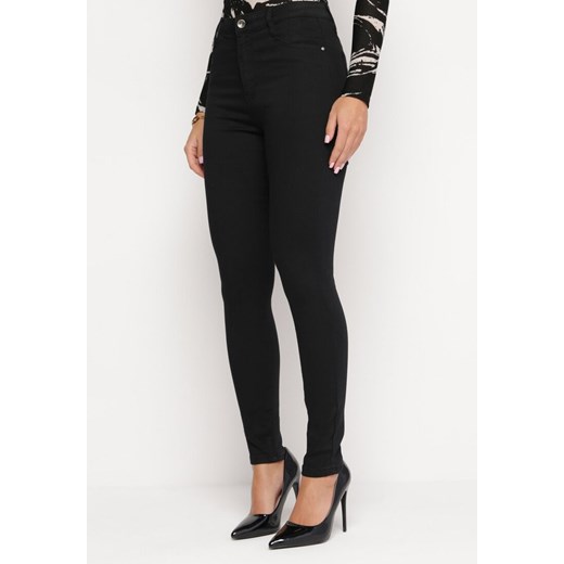 Czarne Spodnie Skinny z Regularnym Stanem Serilind ze sklepu Born2be Odzież w kategorii Spodnie damskie - zdjęcie 165683229