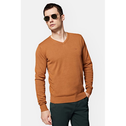 Sweter Camelowy z Bawełną w Serek Anthony ze sklepu Lancerto S.A. w kategorii Swetry męskie - zdjęcie 165685759