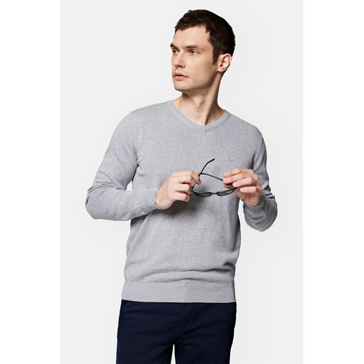 Sweter Szary z Bawełną w Serek Anthony ze sklepu Lancerto S.A. w kategorii Swetry męskie - zdjęcie 165685768