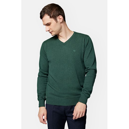 Sweter Zielony z Bawełną w Serek Anthony ze sklepu Lancerto S.A. w kategorii Swetry męskie - zdjęcie 165685769