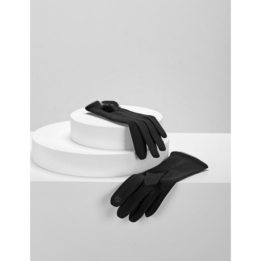 Czarne rękawiczki z futerkiem z królika ze sklepu Molton w kategorii Rękawiczki damskie - zdjęcie 165687115