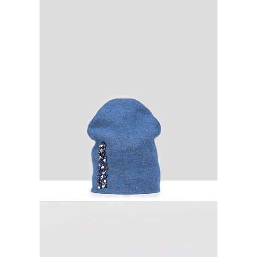 Niebieska czapka z perełkami ze sklepu Molton w kategorii Czapki zimowe damskie - zdjęcie 165687205