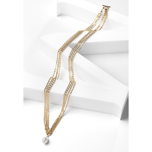 Kaskadowy naszyjnik w kolorze złotym z perłą ze sklepu Molton w kategorii Naszyjniki - zdjęcie 165687208