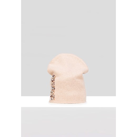 Beżowa czapka z perełkami ze sklepu Molton w kategorii Czapki zimowe damskie - zdjęcie 165687218