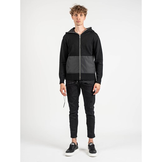 Les Hommes Sweter | LLK401-653A | Wool And Nylon Zip-Up Jumper | Mężczyzna | Czarny ze sklepu ubierzsie.com w kategorii Swetry męskie - zdjęcie 165693808