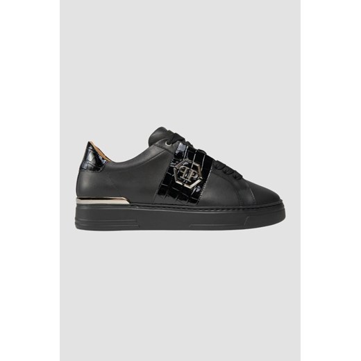 PHILIPP PLEIN Czarne sneakersy Leather Lo-top, Rozmiar 46 ze sklepu outfit.pl w kategorii Trampki męskie - zdjęcie 165701726