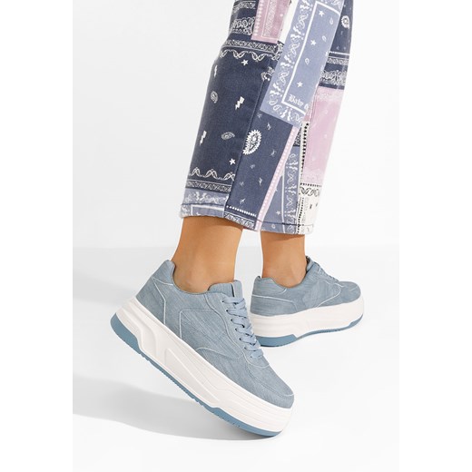 Niebieskie sneakersy na platformie Marenda ze sklepu Zapatos w kategorii Buty sportowe damskie - zdjęcie 165710857
