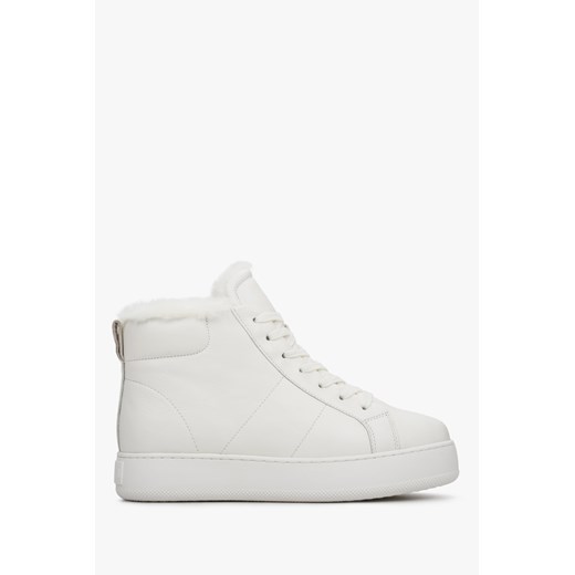Estro: Białe wysokie sneakersy damskie na zimę z ociepleniem ze sklepu Estro w kategorii Trampki damskie - zdjęcie 165711305