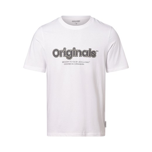 Jack & Jones T-shirt męski Mężczyźni Bawełna biały nadruk ze sklepu vangraaf w kategorii T-shirty męskie - zdjęcie 165716949