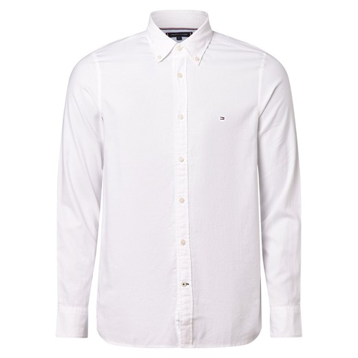 Tommy Hilfiger Koszula męska Mężczyźni Slim Fit Bawełna biały jednolity ze sklepu vangraaf w kategorii Koszule męskie - zdjęcie 165717067