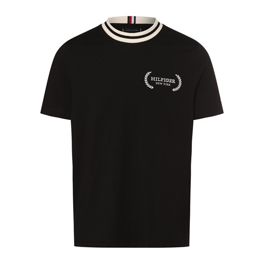 Tommy Hilfiger T-shirt męski Mężczyźni Bawełna czarny jednolity ze sklepu vangraaf w kategorii T-shirty męskie - zdjęcie 165717076