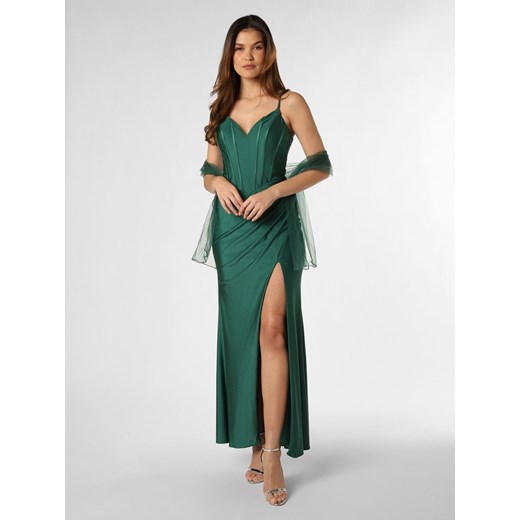 Luxuar Fashion Damska sukienka wieczorowa z etolą Kobiety Sztuczne włókno zielony jednolity ze sklepu vangraaf w kategorii Sukienki - zdjęcie 165717215