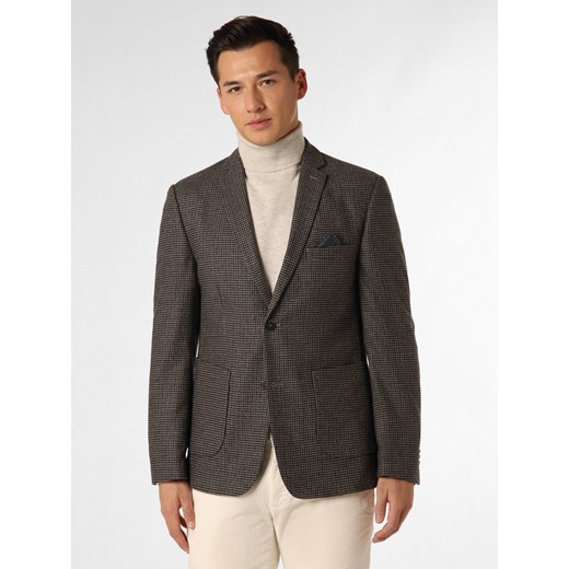 Finshley & Harding Marynarka męska Mężczyźni Modern Fit taupe w kratkę ze sklepu vangraaf w kategorii Marynarki męskie - zdjęcie 165717446