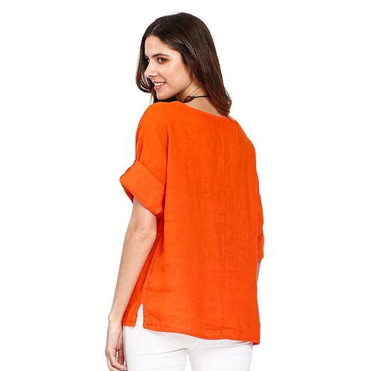 Bluzka damska Le Jardin Du Lin z krótkimi rękawami z lnu 