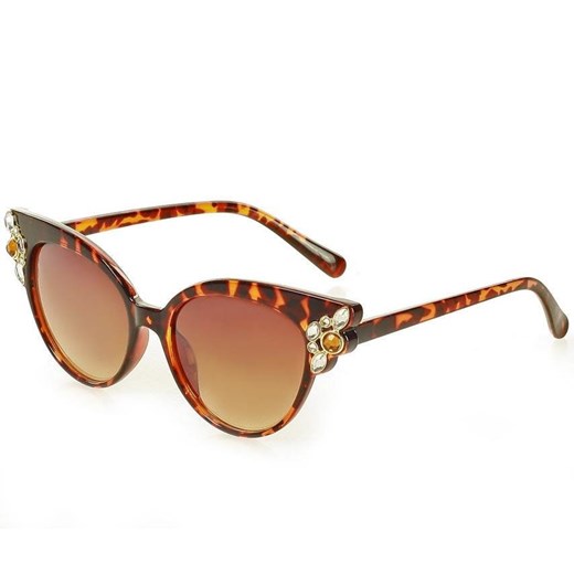 Luksusowe okulary przeciwsłoneczne MAZZINI CAT EYE DIAMOND brąz Looks Style Eyewaer uniwersalny Verostilo wyprzedaż