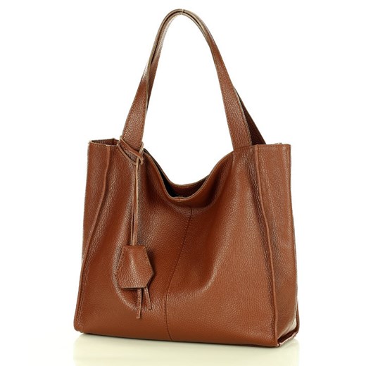 Modna torebka damska skórzany shopper bag - MARCO MAZZINI Portofino Max brąz ze sklepu Verostilo w kategorii Torby Shopper bag - zdjęcie 165744137
