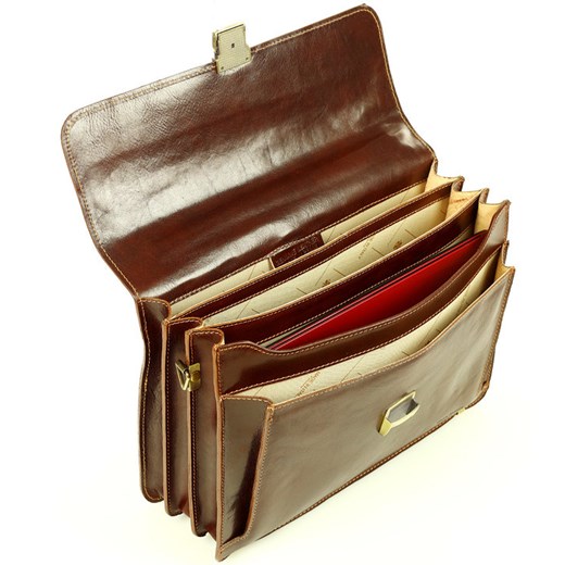 Teczka męska skórzana MARCO MAZZINI handmade - ROBERTO Classic brązowa uniwersalny okazja Verostilo