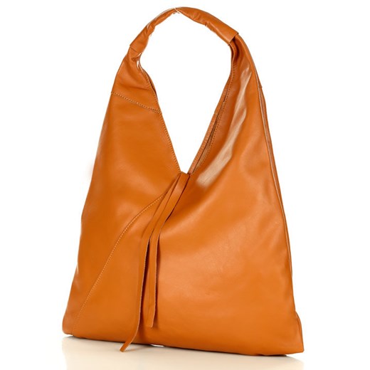 Miejska torba shopper bag z gładkiej skóry leather MARCO MAZZINI brąz camel Mazzini uniwersalny wyprzedaż Verostilo