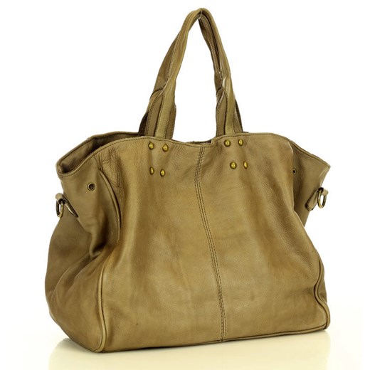Marco Mazzini Torebka designerska shopper bag vera pelle skóra beż taupe ze sklepu Verostilo w kategorii Torby Shopper bag - zdjęcie 165744695