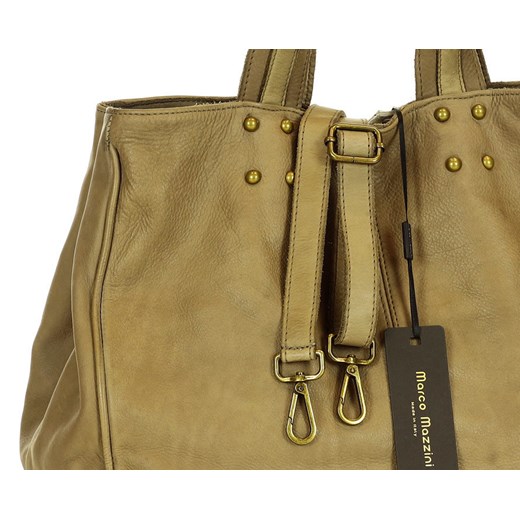 Marco Mazzini Torebka designerska shopper bag vera pelle skóra beż taupe uniwersalny okazyjna cena Verostilo