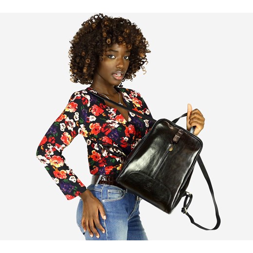 Skórzany plecak MAZZINI - Capri  czarny ze sklepu Verostilo w kategorii Plecaki - zdjęcie 165744715