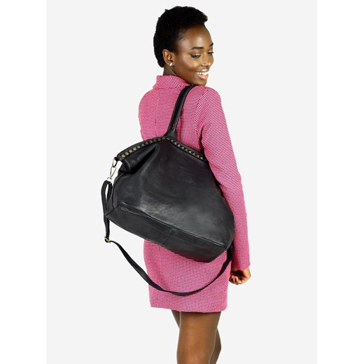 Duża torebka skórzana oversize style shopper bag - MARCO MAZZINI czarny ze sklepu Verostilo w kategorii Torby Shopper bag - zdjęcie 165744866