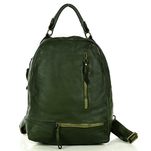 Marco Mazzini Plecak genuine leather handmade classic zielony ze sklepu Verostilo w kategorii Plecaki - zdjęcie 165744956